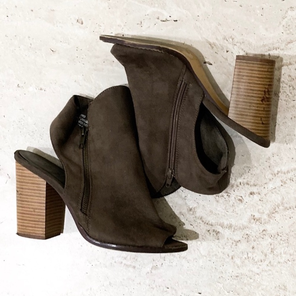 Taupe Charlotte Russe open toe booties